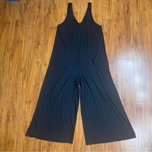 Rachel Pally Women Black Soft Jersey Tank Crop Wide Gaucho Jumpsuit Size Large